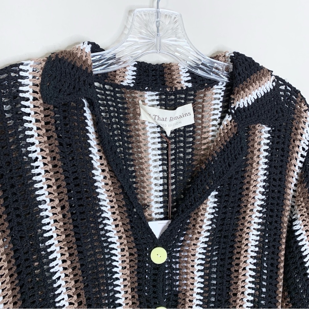 NEW All That Remains Colby Crochet Shirt (Sz US 4) Striped Black Brown White - Picture 6 of 14